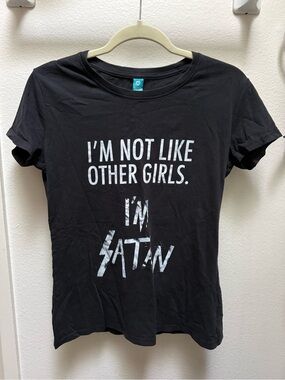 Black Graphic Tee with Bold White Text